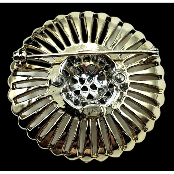 Weiss Rhinestone Brooch Earrings Jewelry Set Gold Tone Clear Stones Vintage Cost - Picture 11 of 11